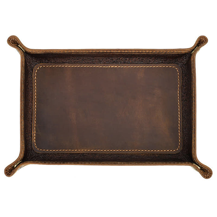 Small Rectangle Leather Custom Name Foldable Valet Tray - image 8