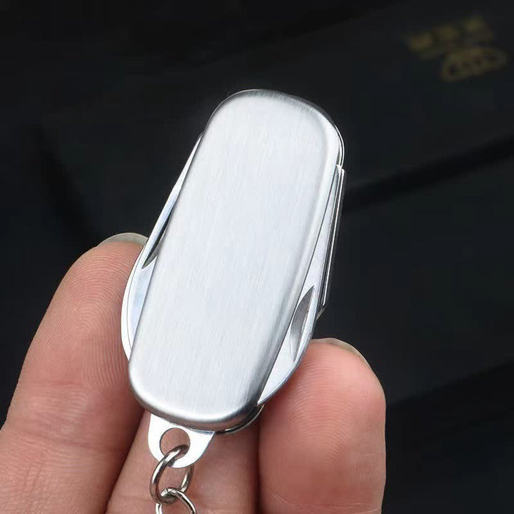 Silver Compact Folding Knife Keychain With Bottle Opener - image 8