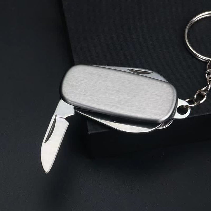 Silver Compact Folding Knife Keychain With Bottle Opener - image 3