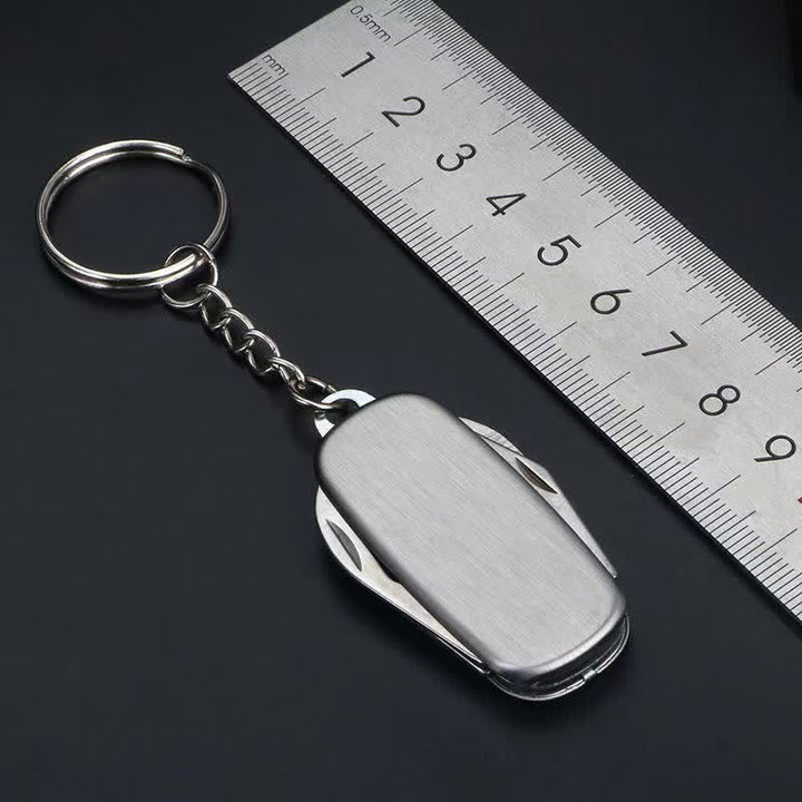 Silver Compact Folding Knife Keychain With Bottle Opener - image 6