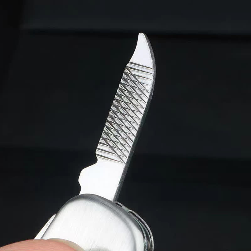 Silver Compact Folding Knife Keychain With Bottle Opener - image 3
