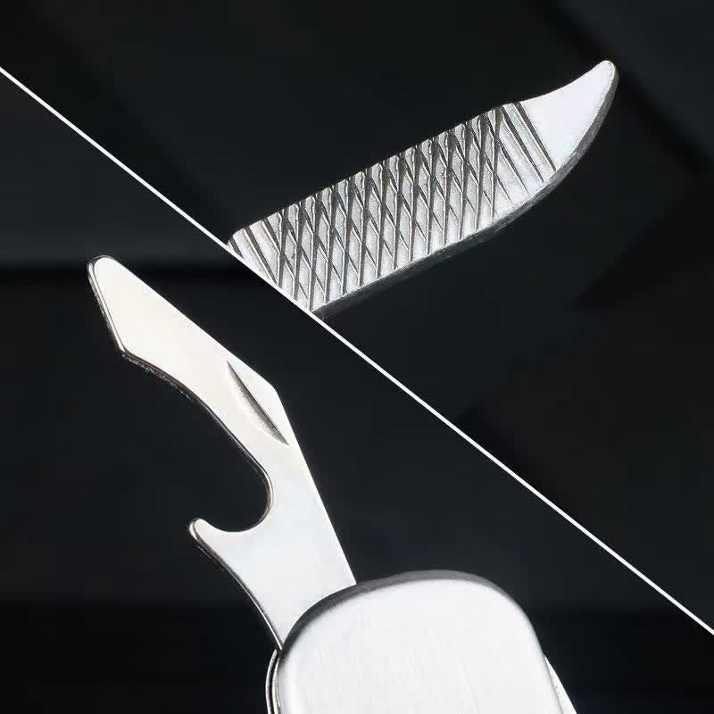 Silver Compact Folding Knife Keychain With Bottle Opener - image 4