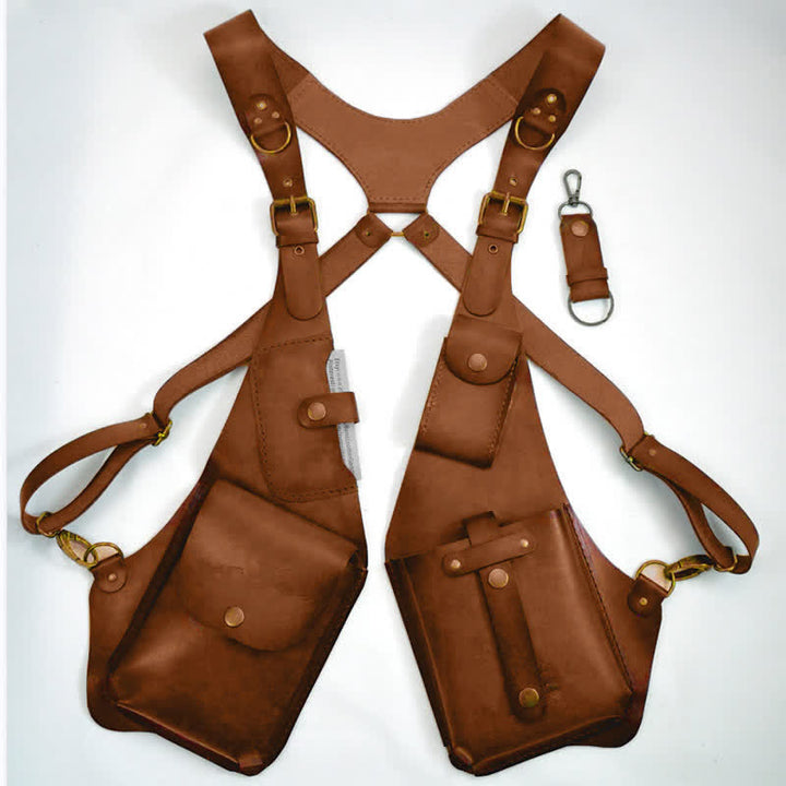 Vintage Anti-Theft Harness Wallet Underarm Shoulder Bag - Light Brown - image 1