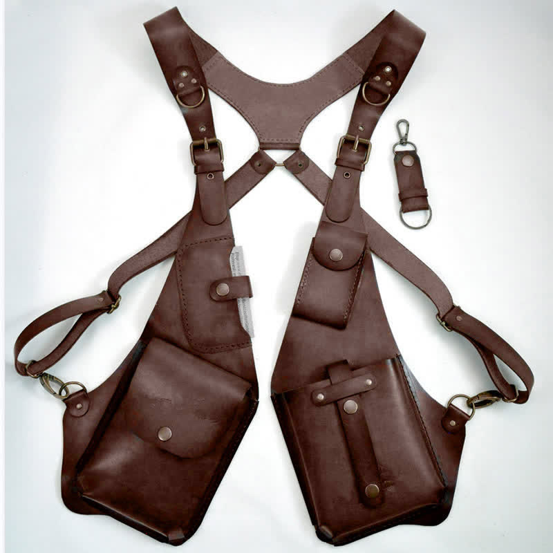 Vintage Anti-Theft Harness Wallet Underarm Shoulder Bag - Dark Brown - image 2