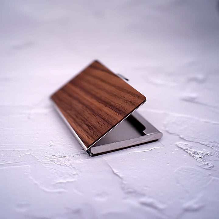 Custom Engraved Name Business Wooden Card Case - image 7