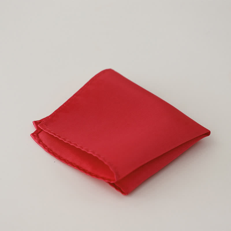 Men's Simple Solid Color Wedding Party Pocket Square - Red - image 14