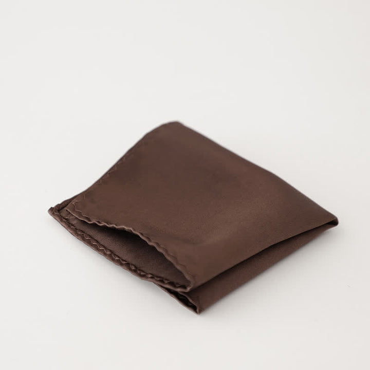 Men's Simple Solid Color Wedding Party Pocket Square - Coffee - image 6