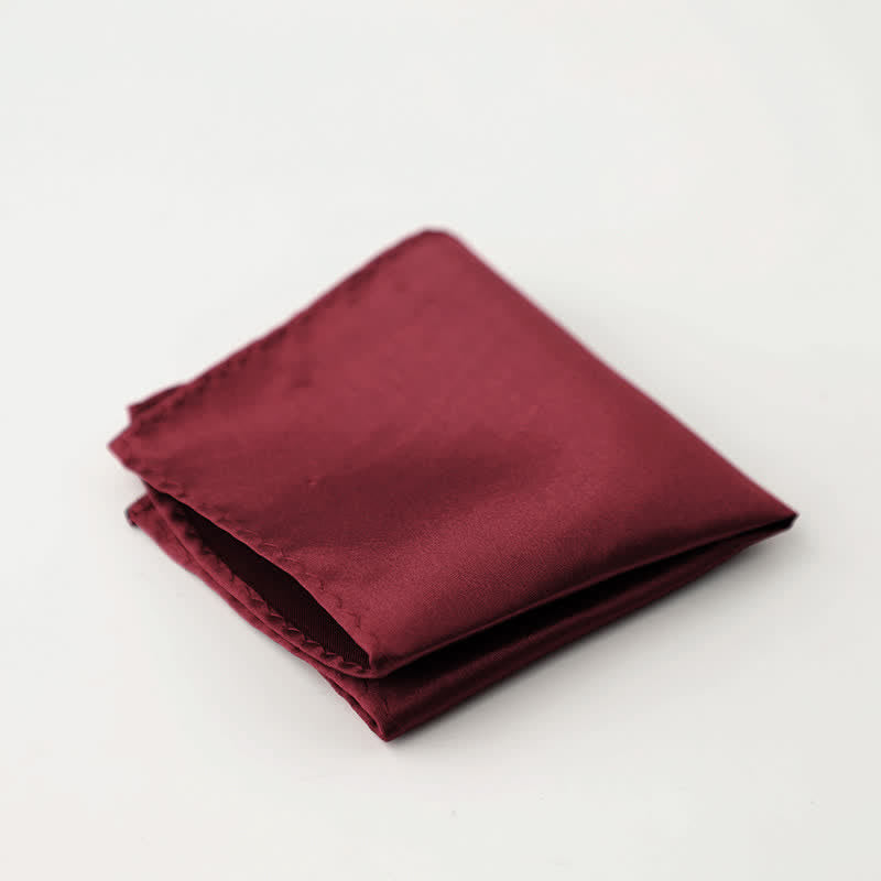 Men's Simple Solid Color Wedding Party Pocket Square - Dark Red - image 13