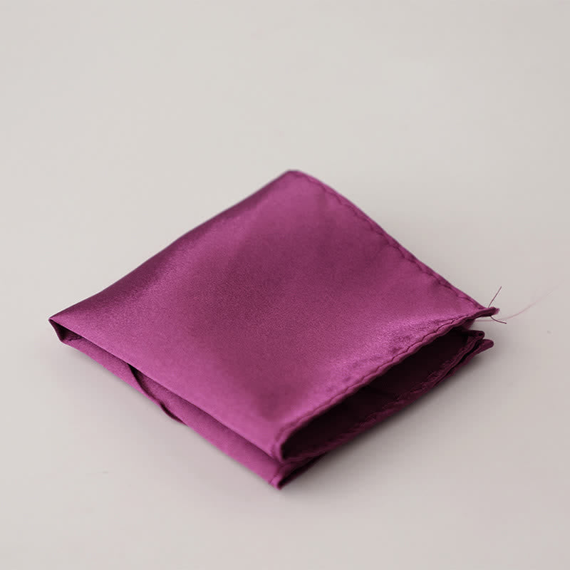 Men's Simple Solid Color Wedding Party Pocket Square - MediumVioletRed - image 17