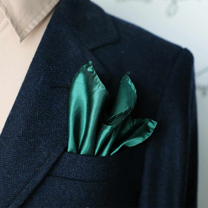 Men's Simple Solid Color Wedding Party Pocket Square - Dark Green - image 1