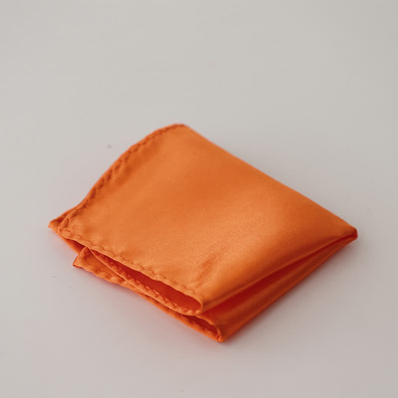 Men's Simple Solid Color Wedding Party Pocket Square - Orange - image 32