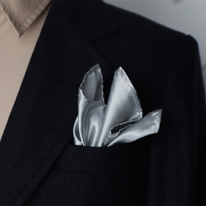 Men's Simple Solid Color Wedding Party Pocket Square - Silver Gray - image 28