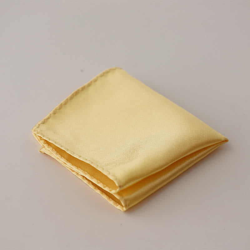 Men's Simple Solid Color Wedding Party Pocket Square - Light Yellow - image 34