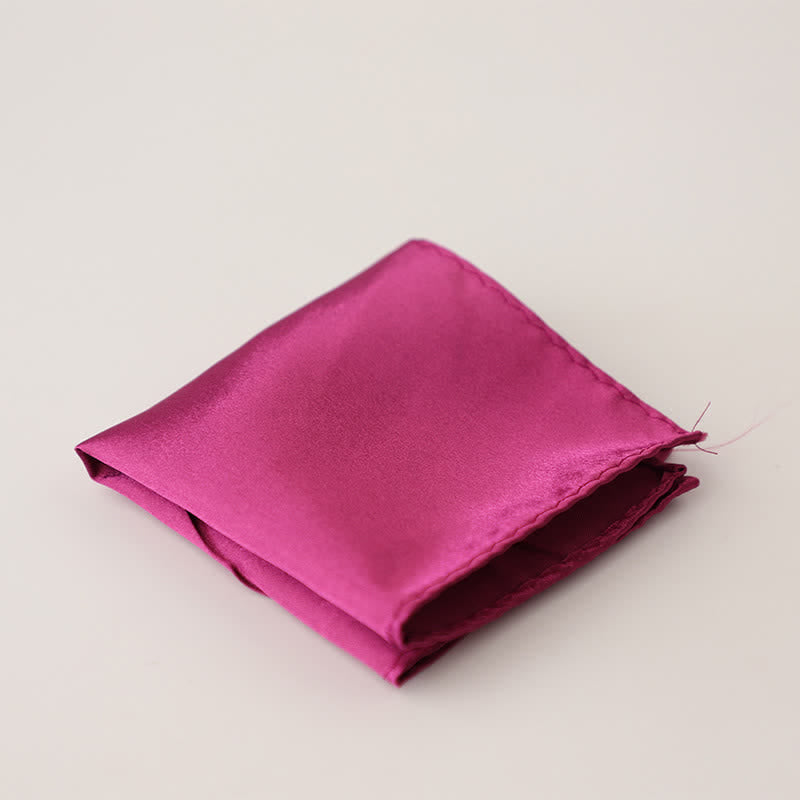 Men's Simple Solid Color Wedding Party Pocket Square - DeepPink - image 16