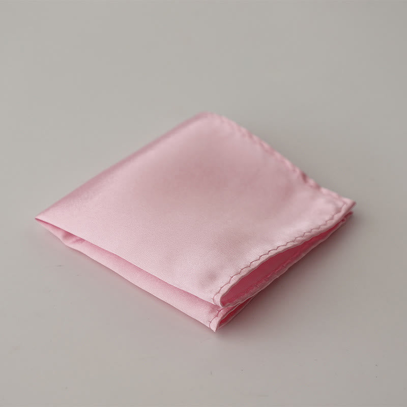 Men's Simple Solid Color Wedding Party Pocket Square - Link Pink - image 21