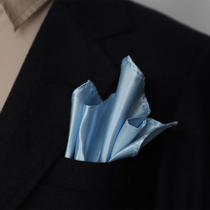 Men's Simple Solid Color Wedding Party Pocket Square - Light Blue - image 28