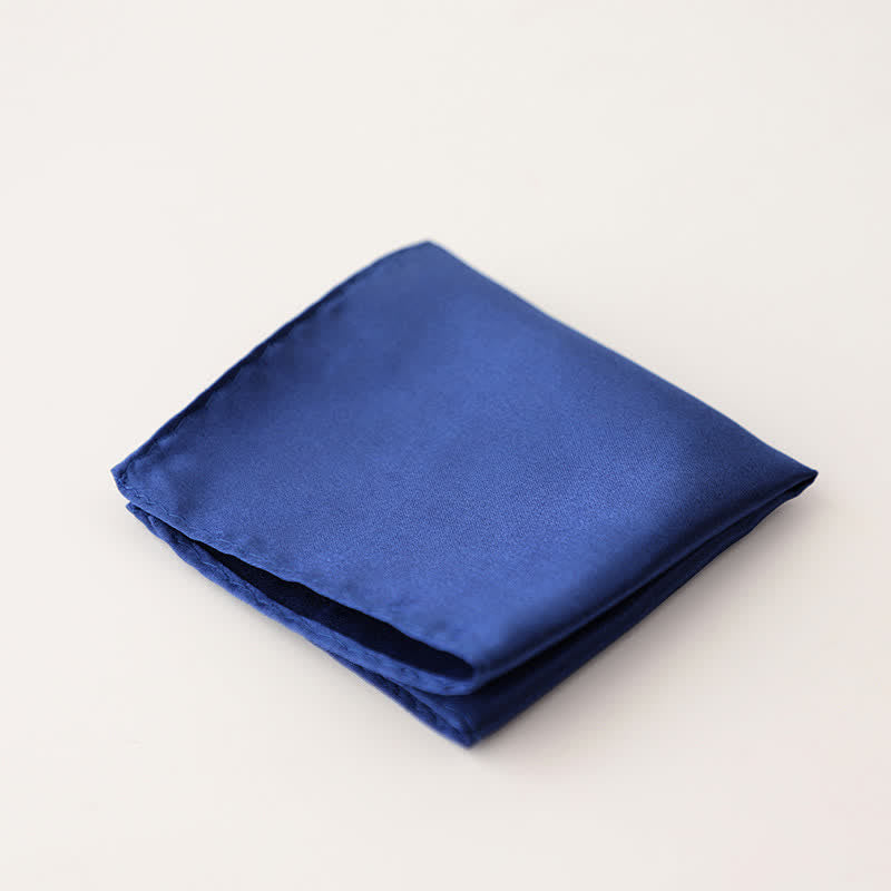 Men's Simple Solid Color Wedding Party Pocket Square - Navy - image 25