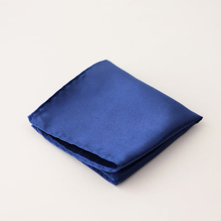 Men's Simple Solid Color Wedding Party Pocket Square - Navy - image 25