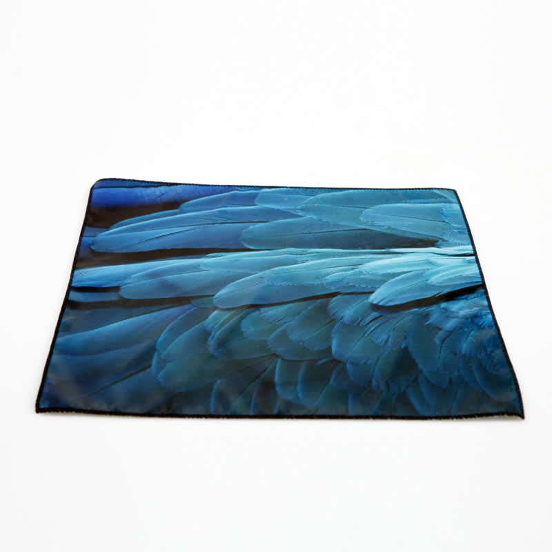 Men's Luxury Blue-Green Feather Print Pocket Square - image 4