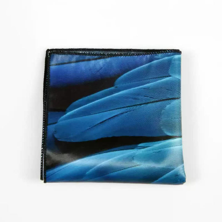 Men's Luxury Blue-Green Feather Print Pocket Square - image 2