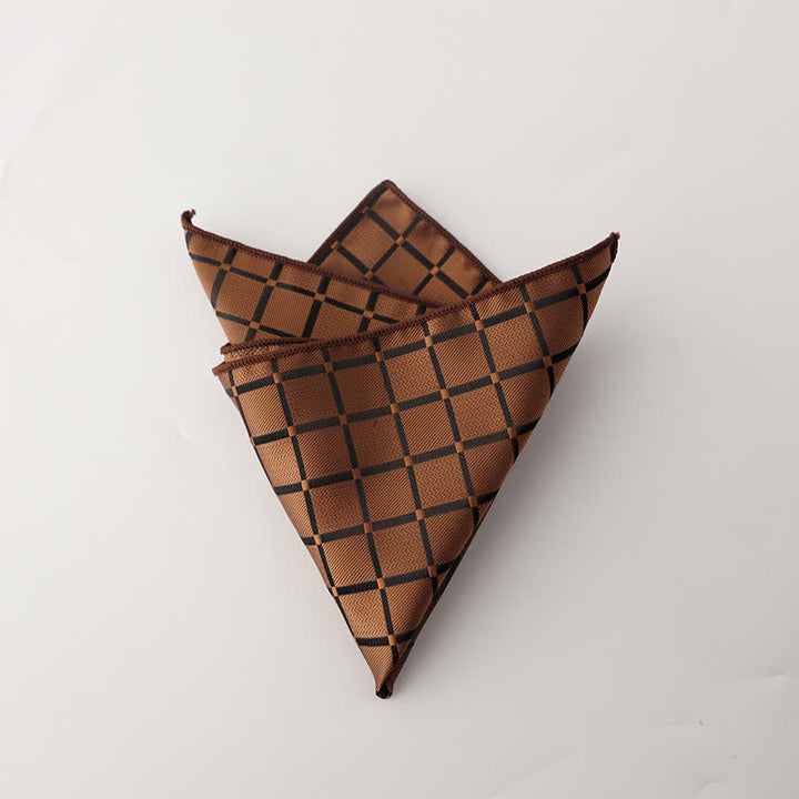 Men's Retro Saturated Color Checkered Pattern Pocket Square - Coffee - image 11