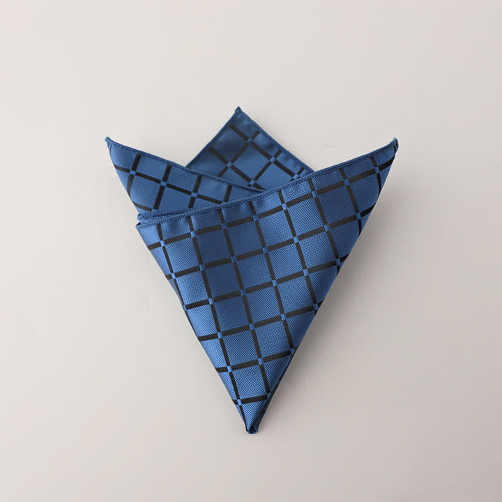 Men's Retro Saturated Color Checkered Pattern Pocket Square - Blue - image 7