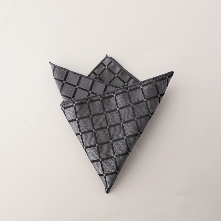 Men's Retro Saturated Color Checkered Pattern Pocket Square - Gray - image 12