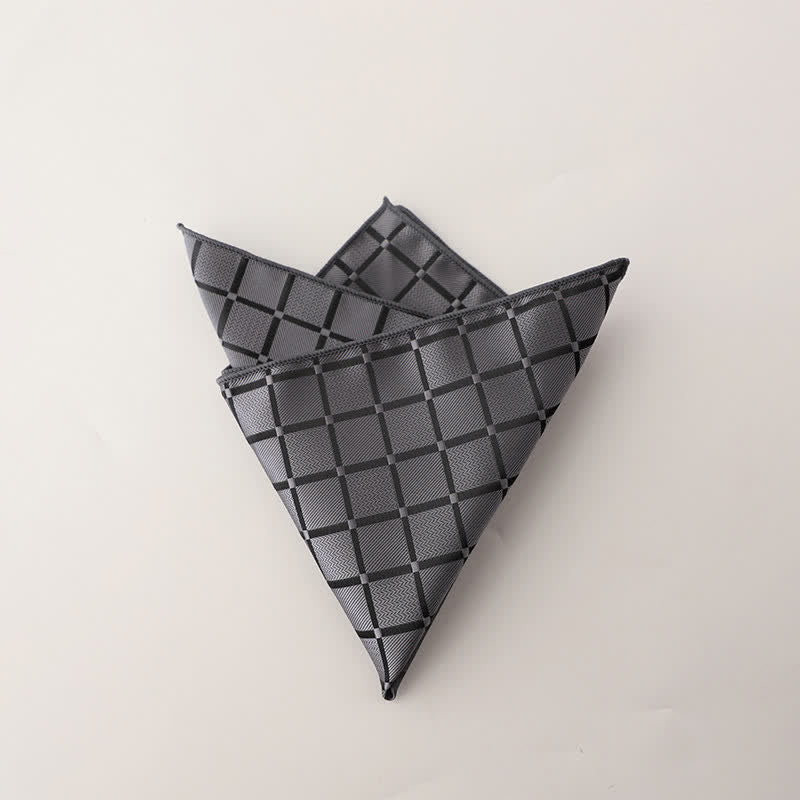 Men's Retro Saturated Color Checkered Pattern Pocket Square - Gray - image 12