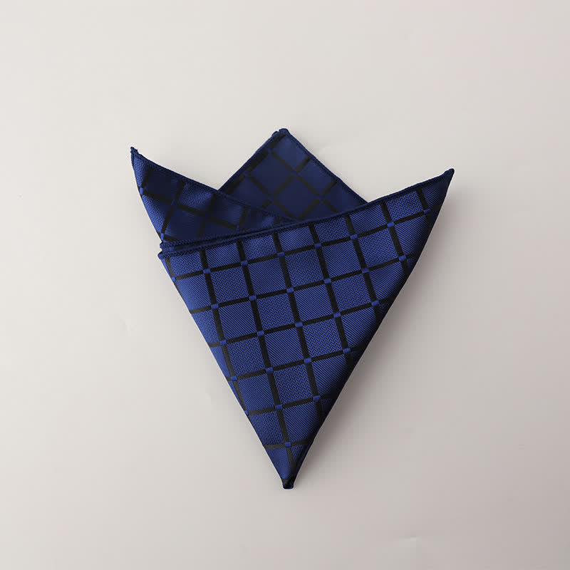 Men's Retro Saturated Color Checkered Pattern Pocket Square - Navy - image 9