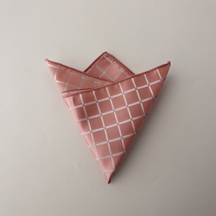 Men's Retro Saturated Color Checkered Pattern Pocket Square - Pink - image 5