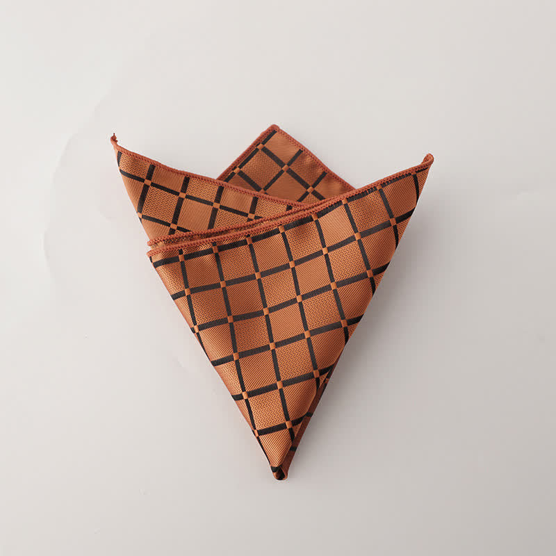 Men's Retro Saturated Color Checkered Pattern Pocket Square - Goldenrod - image 9