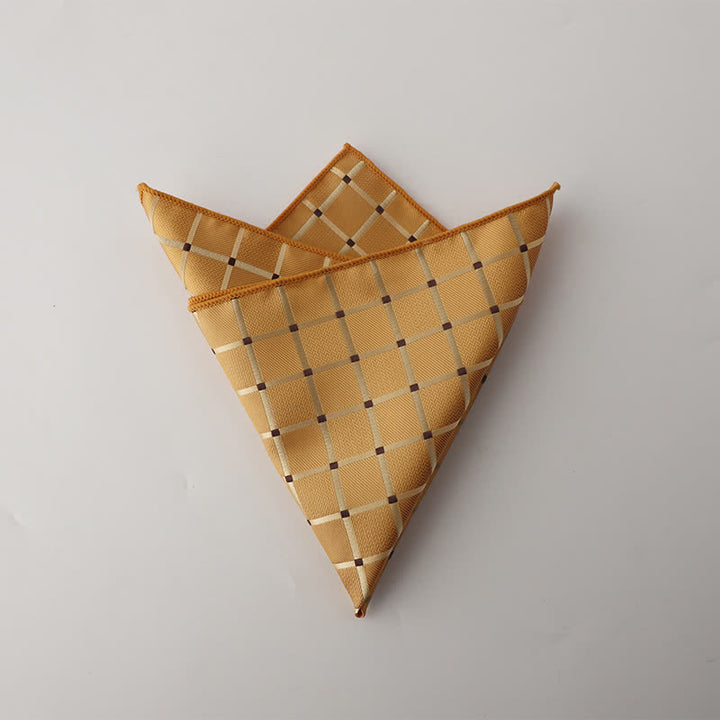 Men's Retro Saturated Color Checkered Pattern Pocket Square - Yellow - image 11