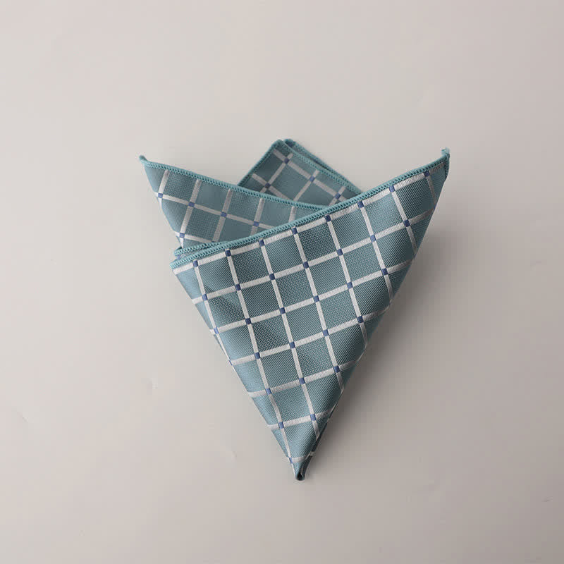 Men's Retro Saturated Color Checkered Pattern Pocket Square - Sky Blue - image 2