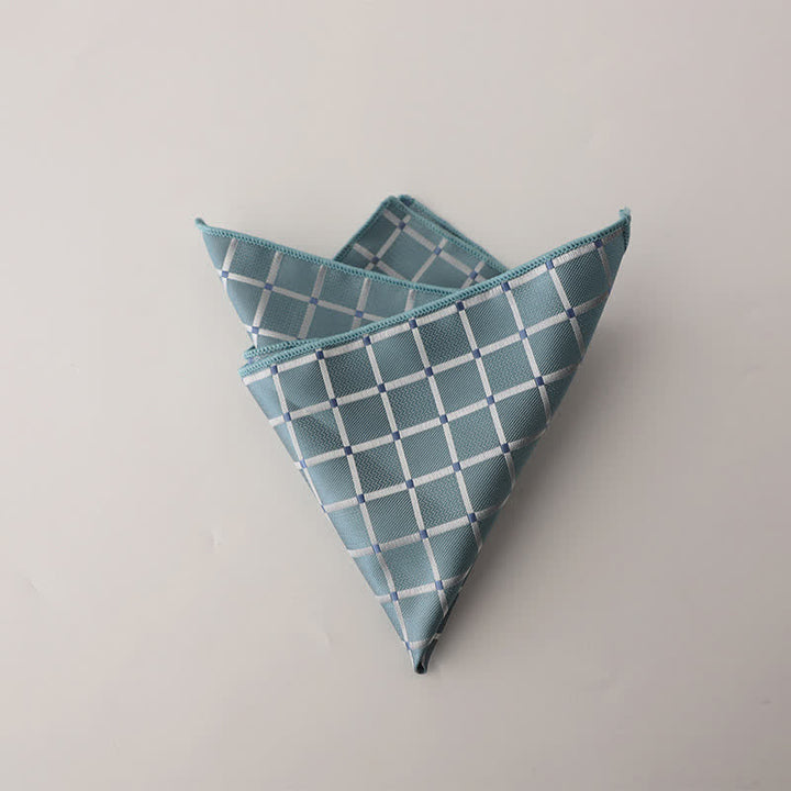 Men's Retro Saturated Color Checkered Pattern Pocket Square - Sky Blue - image 2