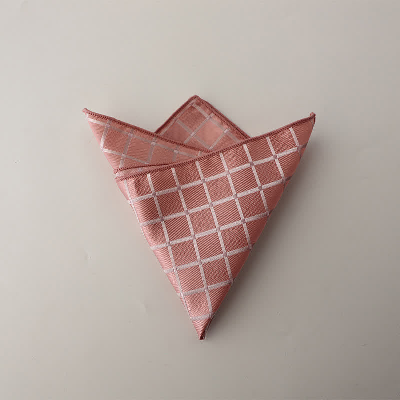 Men's Retro Saturated Color Checkered Pattern Pocket Square - Pink - image 6