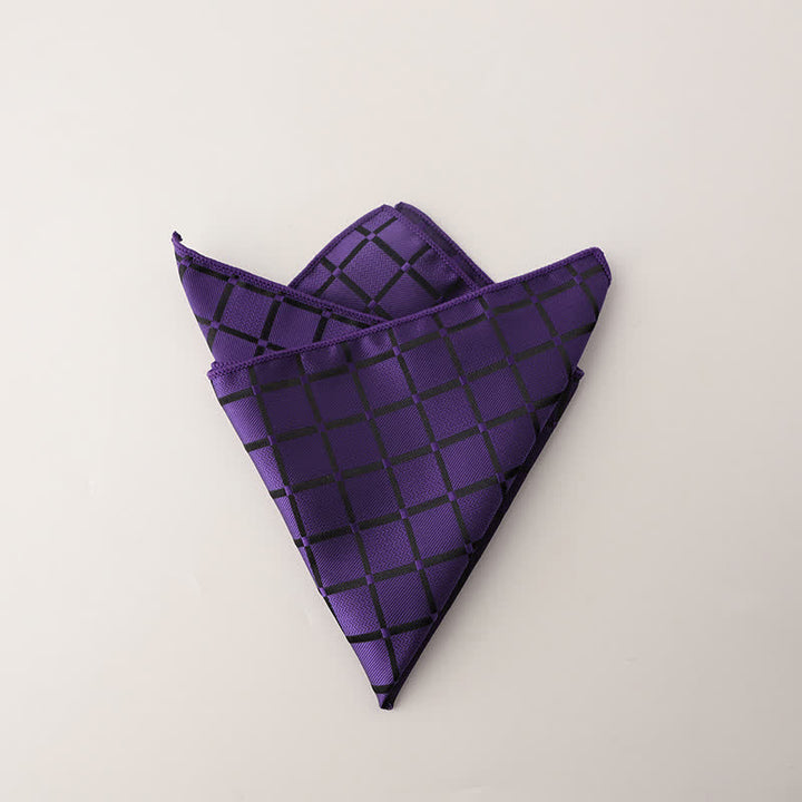 Men's Retro Saturated Color Checkered Pattern Pocket Square - Purple - image 6