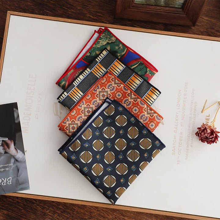 Men's Fancy Geometry Flower Pattern Business Pocket Square - image 1