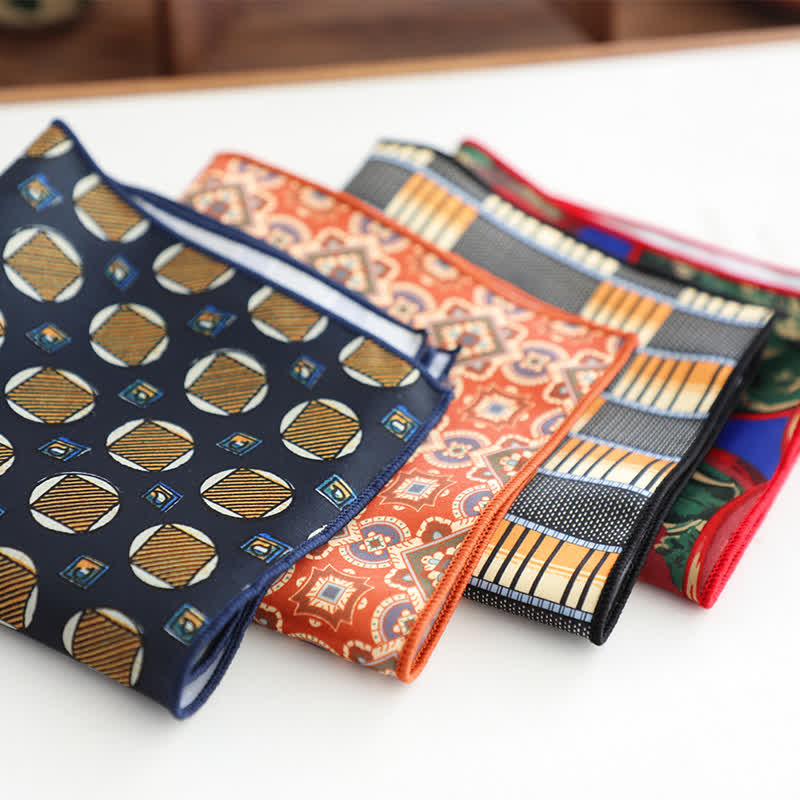 Men's Fancy Geometry Flower Pattern Business Pocket Square - image 1