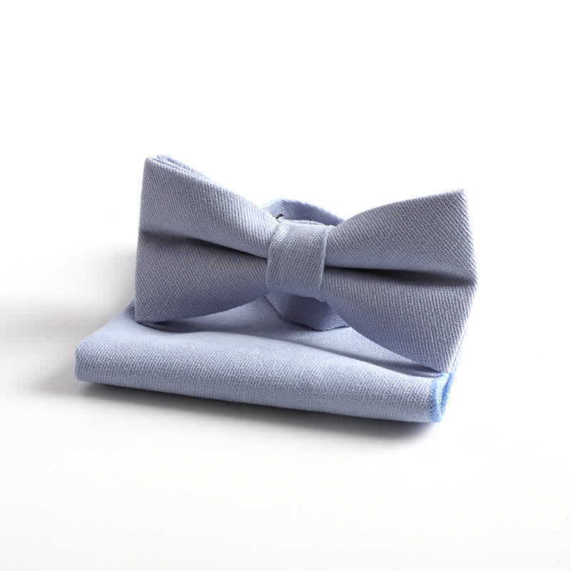 2Pcs Morandi Color System Handkerchief Bow Tie - Light Blue - image 14
