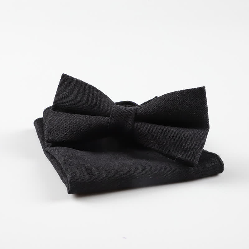 2Pcs Morandi Color System Handkerchief Bow Tie - Black - image 3