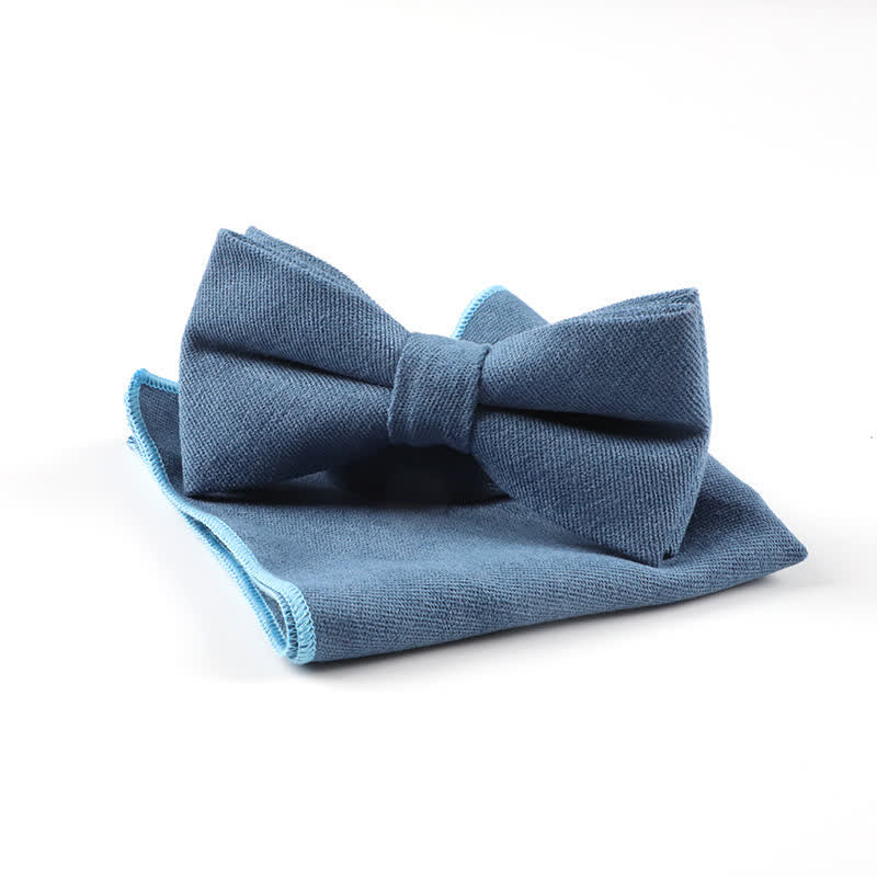 2Pcs Morandi Color System Handkerchief Bow Tie - Blue - image 6