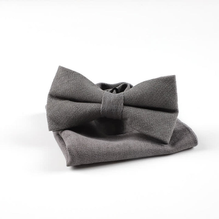2Pcs Morandi Color System Handkerchief Bow Tie - Dark Gray - image 16