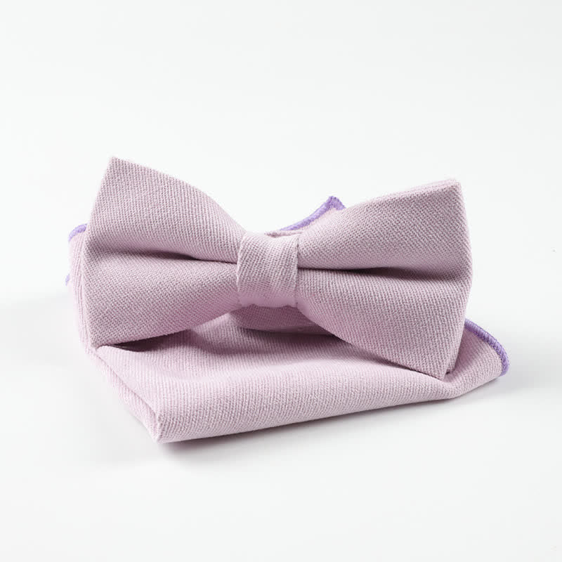 2Pcs Morandi Color System Handkerchief Bow Tie - Light Purple - image 10