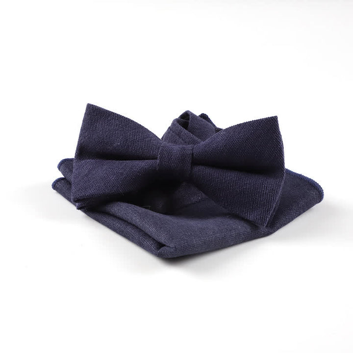 2Pcs Morandi Color System Handkerchief Bow Tie - Navy - image 14