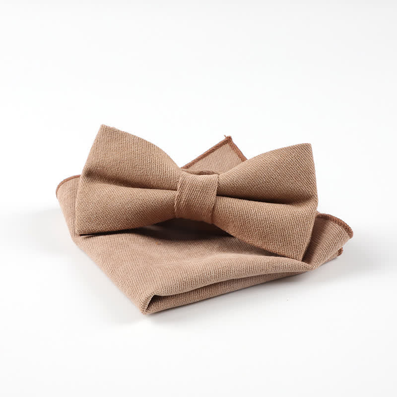 2Pcs Morandi Color System Handkerchief Bow Tie - Camel - image 18