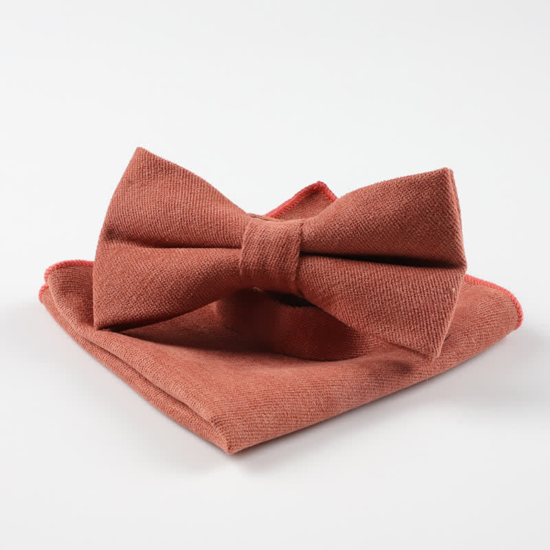 2Pcs Morandi Color System Handkerchief Bow Tie - Tomato - image 8