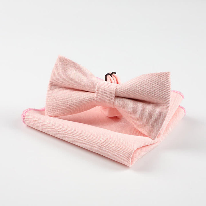 2Pcs Morandi Color System Handkerchief Bow Tie - Light Pink - image 12