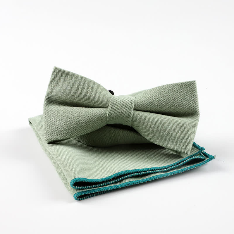 2Pcs Morandi Color System Handkerchief Bow Tie - Green - image 7