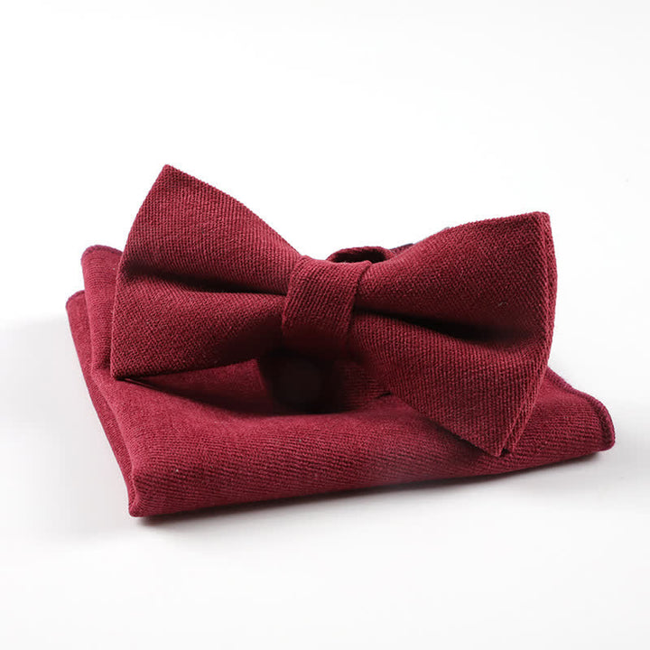 2Pcs Morandi Color System Handkerchief Bow Tie - Burgundy - image 3