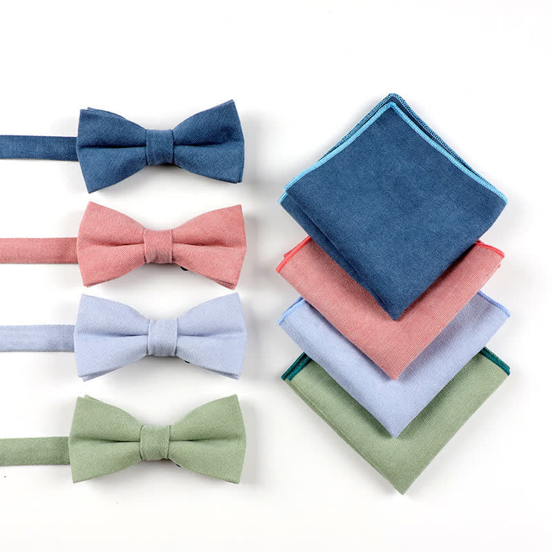 2Pcs Morandi Color System Handkerchief Bow Tie - image 0